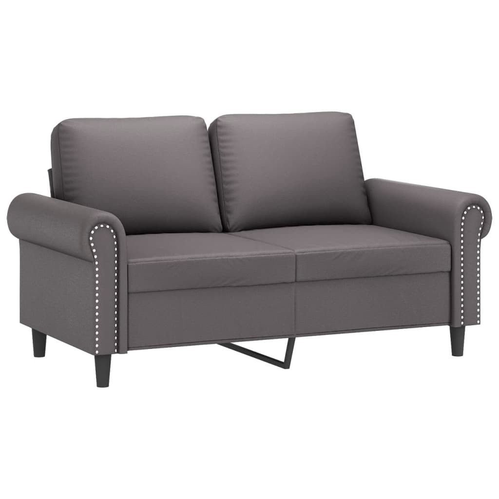Ensemble de canapés 3 pcs avec coussins gris similicuir