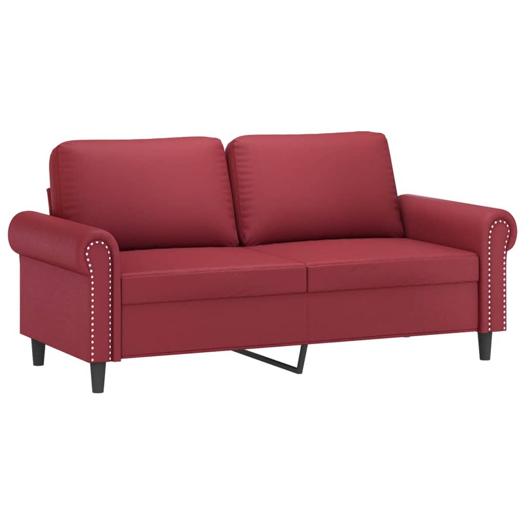 Ensemble de canapés 3 pcs et coussins rouge bordeaux similicuir