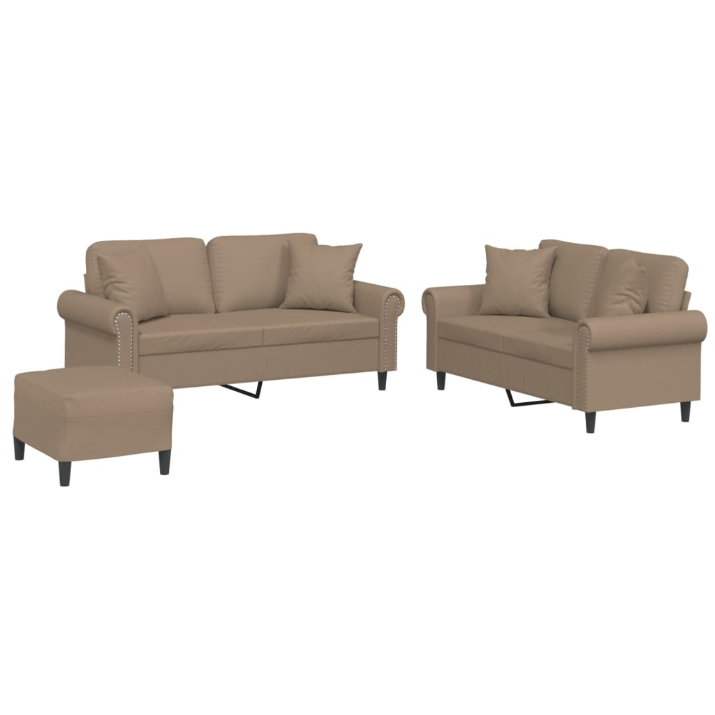 Ensemble de canapés 3 pcs avec coussins cappuccino similicuir - XIOS