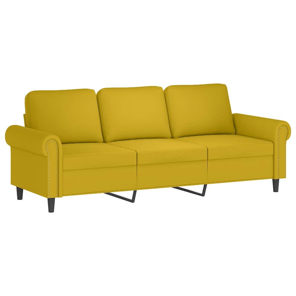 Ensemble de canapés 3 pcs avec coussins Jaune Velours