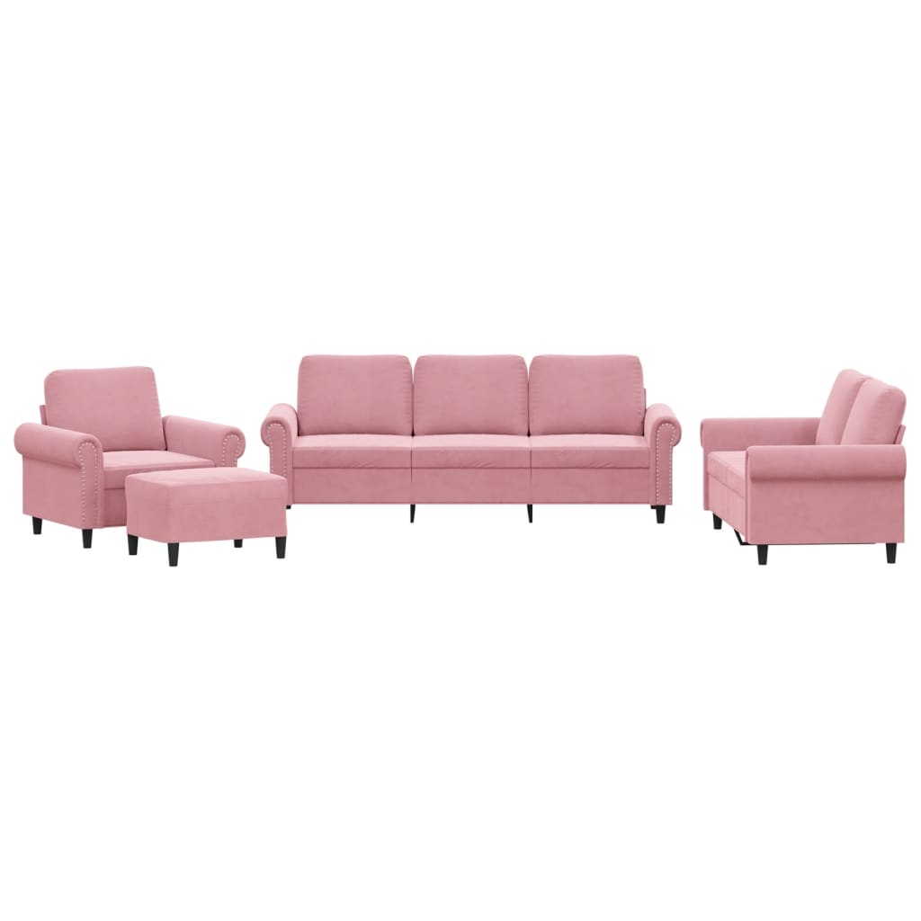 Ensemble de canapés 4 pcs avec coussins Rose Velours - XIOS