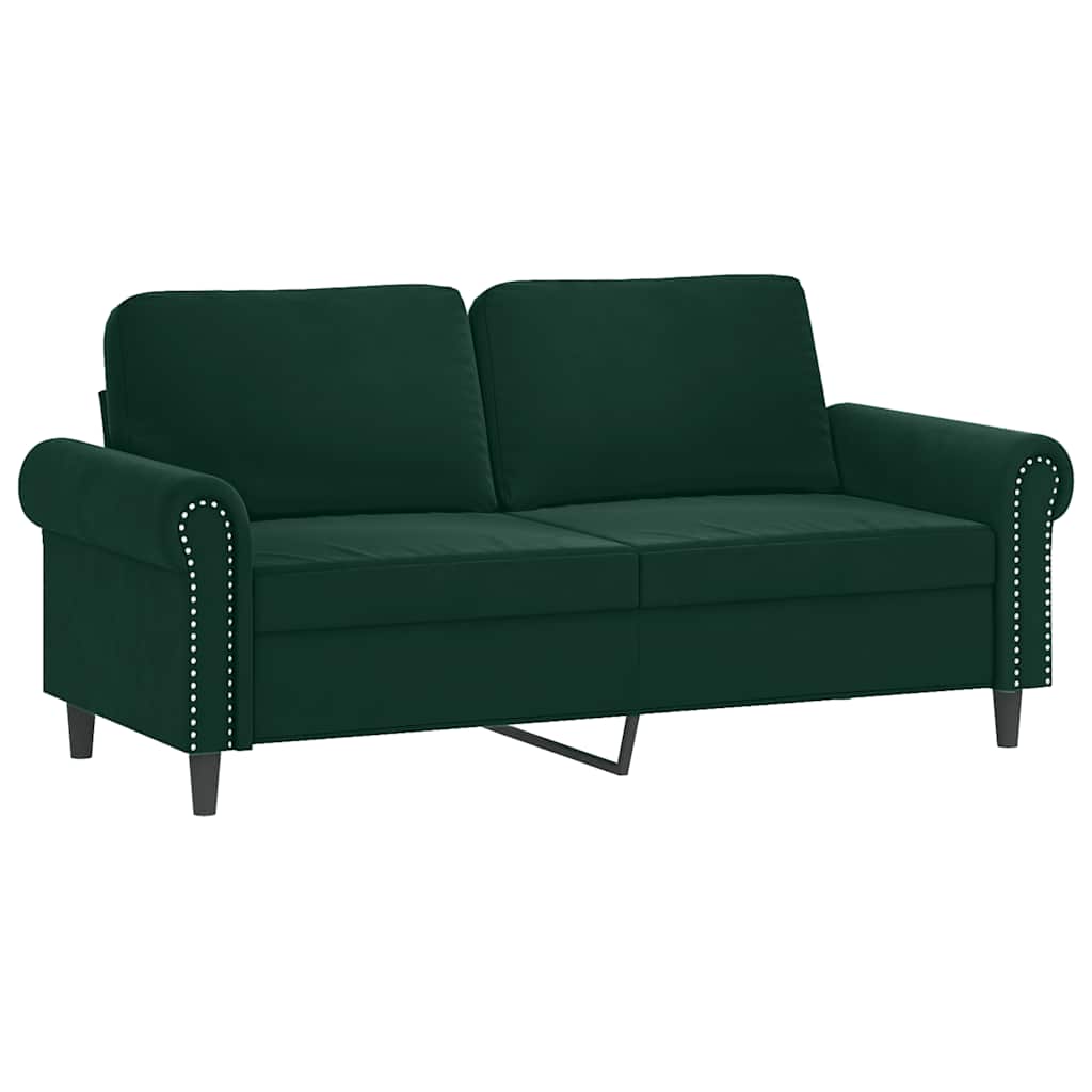 Ensemble de canapés 2 pcs avec coussins Vert foncé Velours - XIOS