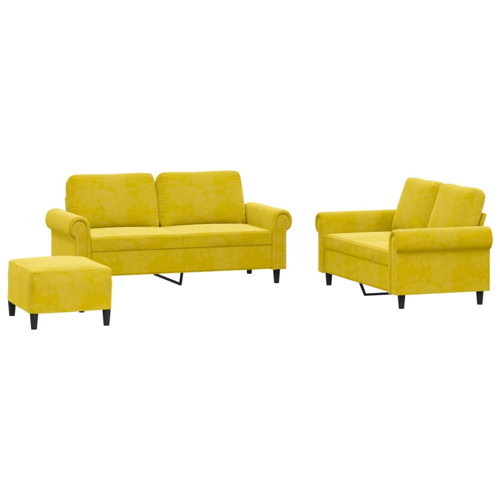 Ensemble de canapés 3 pcs avec coussins Jaune Velours - XIOS