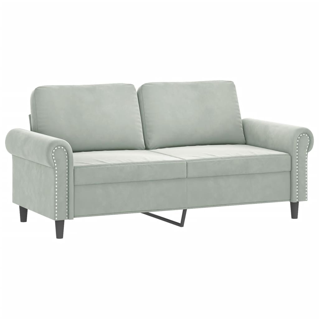 Ensemble de canapés 2 pcs avec coussins gris clair velours - XIOS