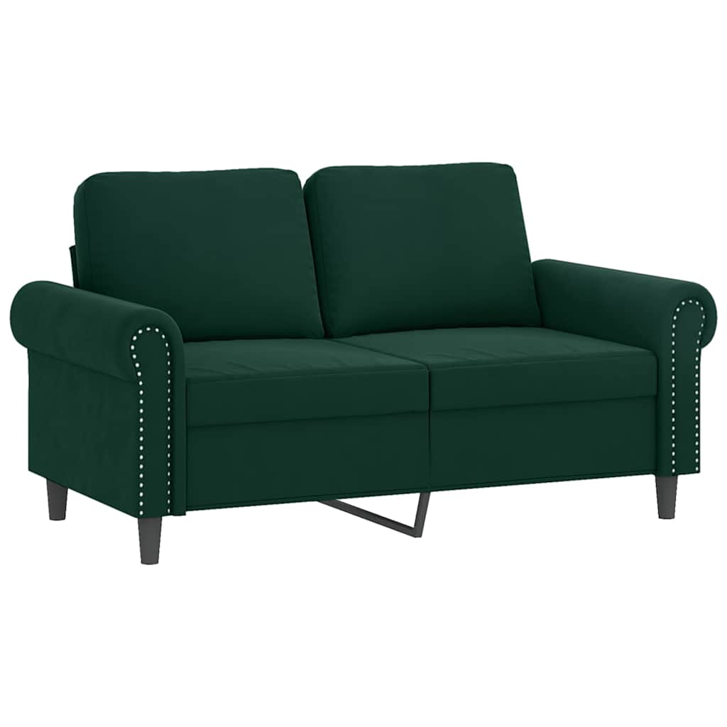 Ensemble de canapés 2 pcs avec coussins vert foncé velours