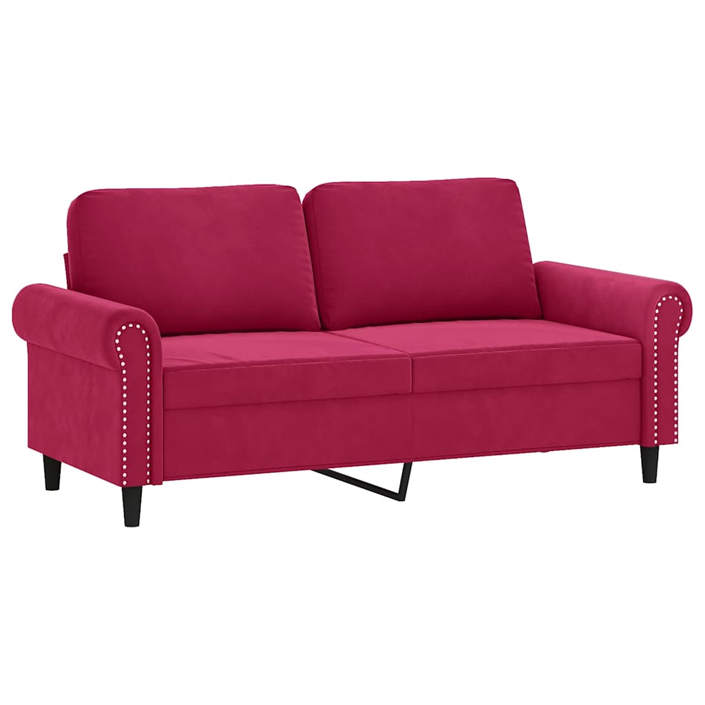Ensemble de canapés 2 pcs avec coussins rouge bordeaux velours - XIOS