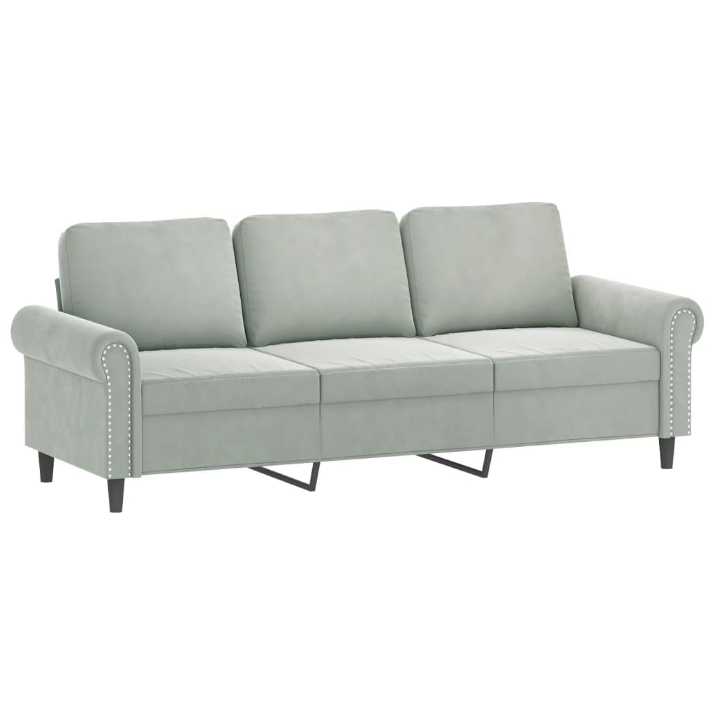 Ensemble de canapés 2 pcs avec coussins gris clair velours - XIOS