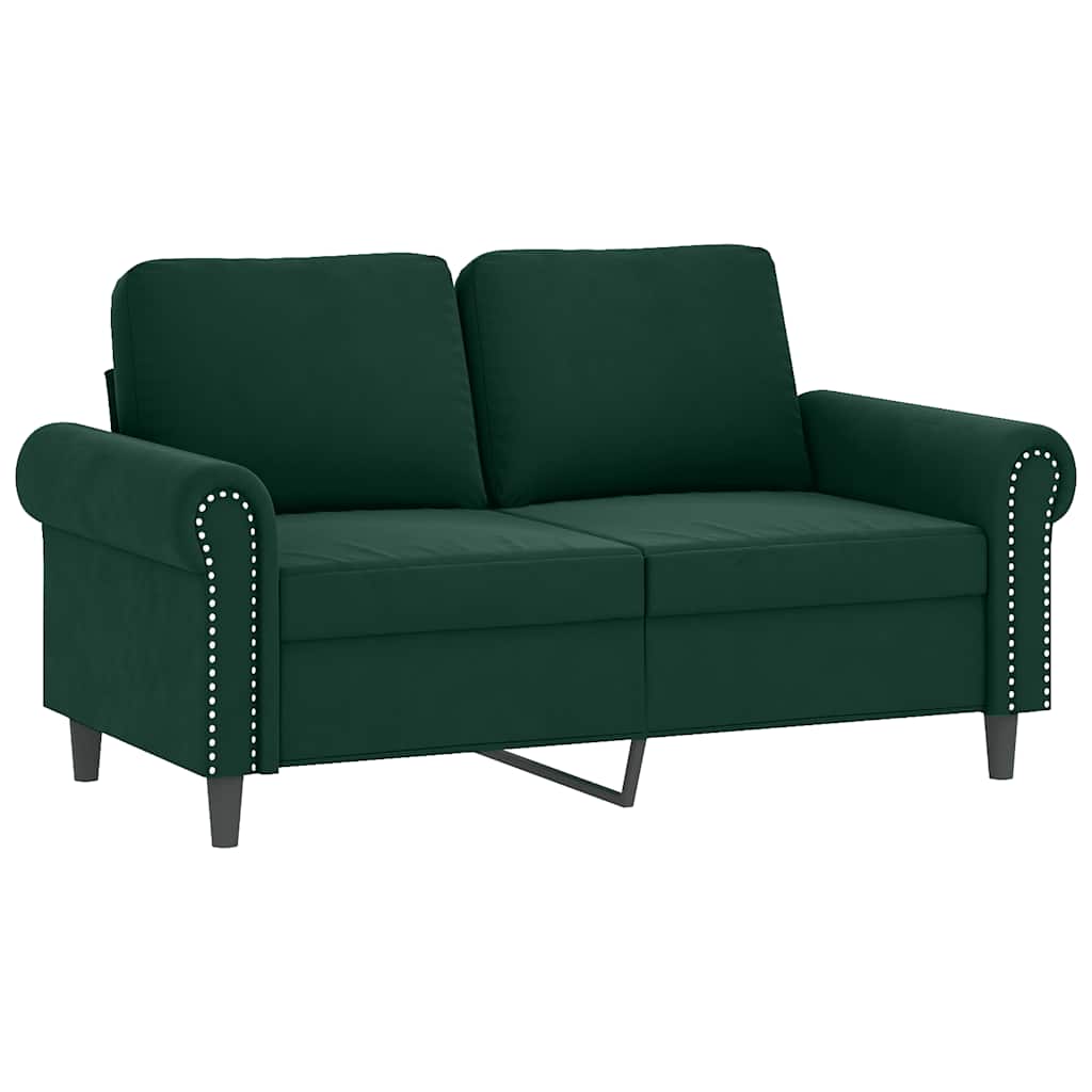 Ensemble de canapés 2 pcs avec coussins vert foncé velours