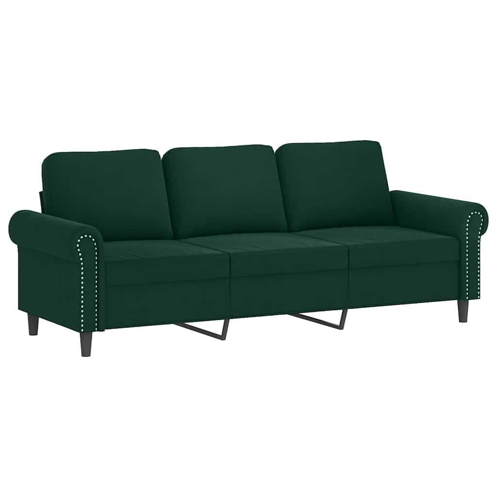 Ensemble de canapés 2 pcs avec coussins vert foncé velours