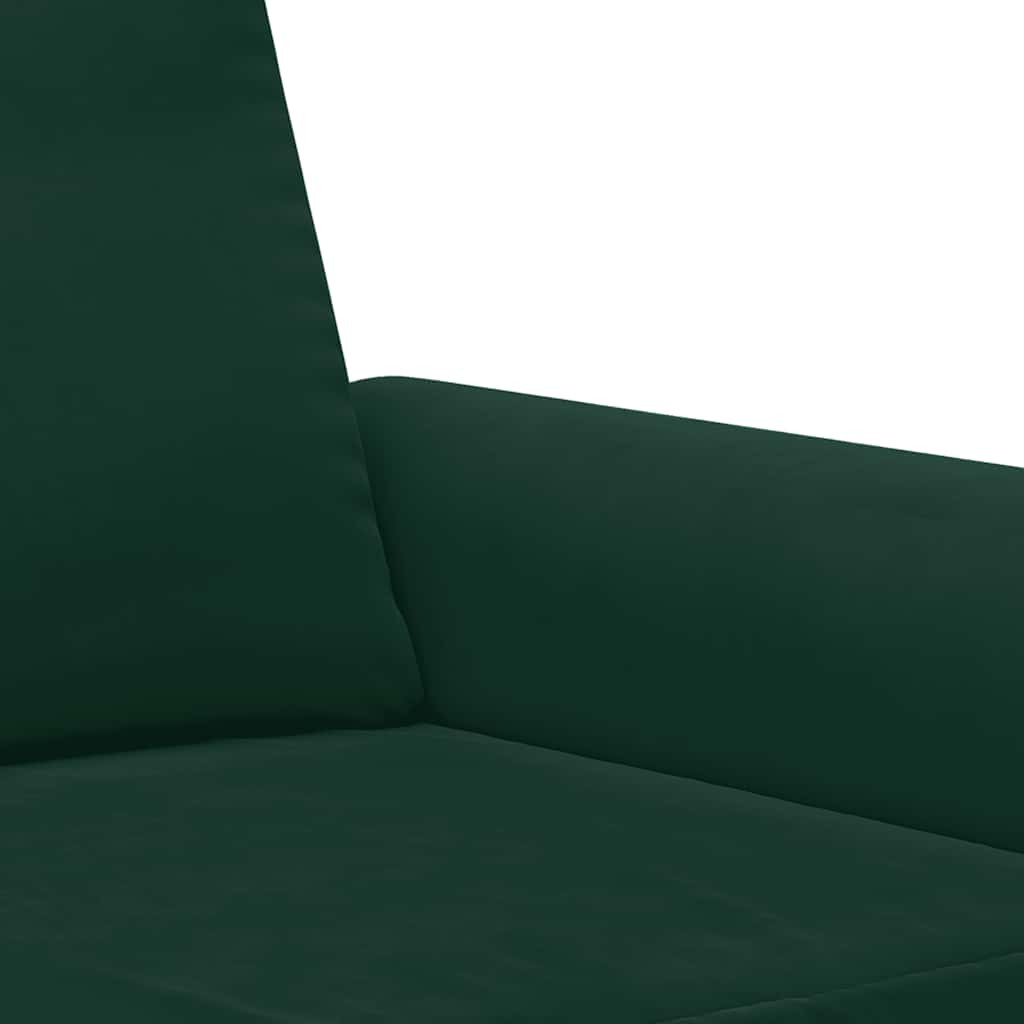 Ensemble de canapés 2 pcs avec coussins vert foncé velours
