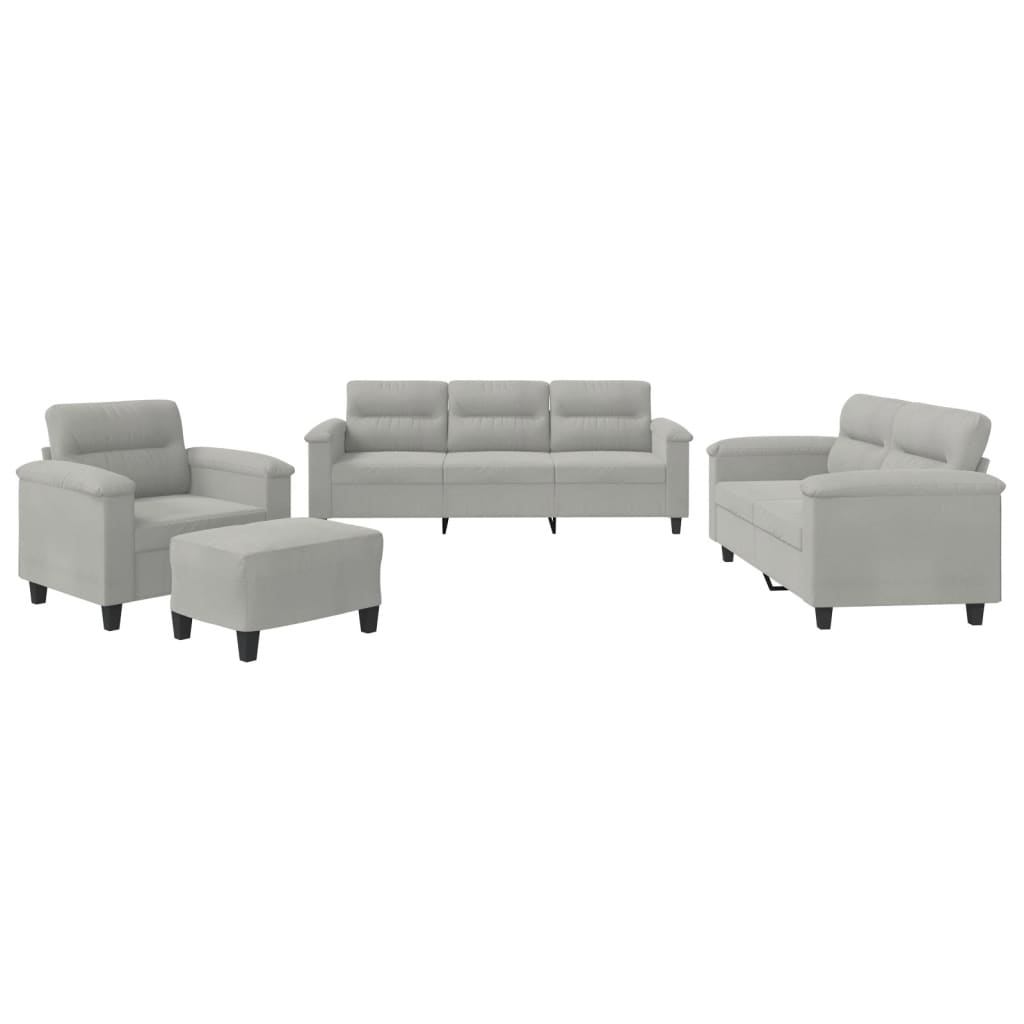 Ensemble de canapés 4 pcs coussins gris clair tissu microfibre - XIOS