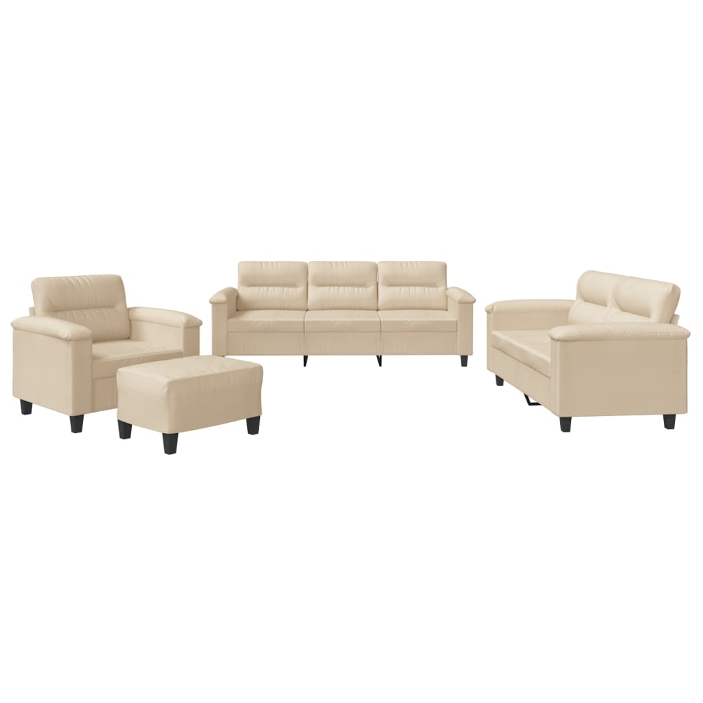 Ensemble de canapés 4 pcs avec coussins crème tissu microfibre - XIOS