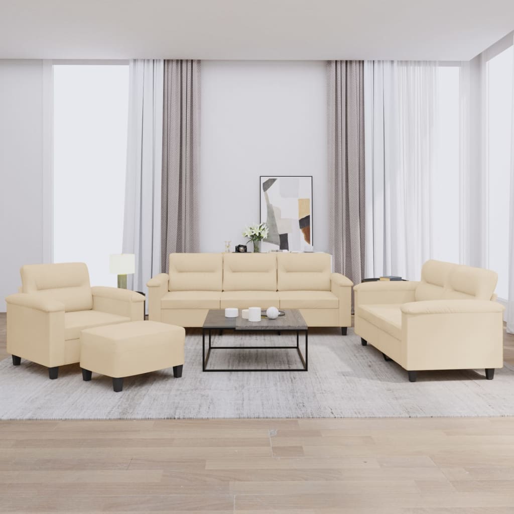 Ensemble de canapés 4 pcs avec coussins crème tissu microfibre - XIOS