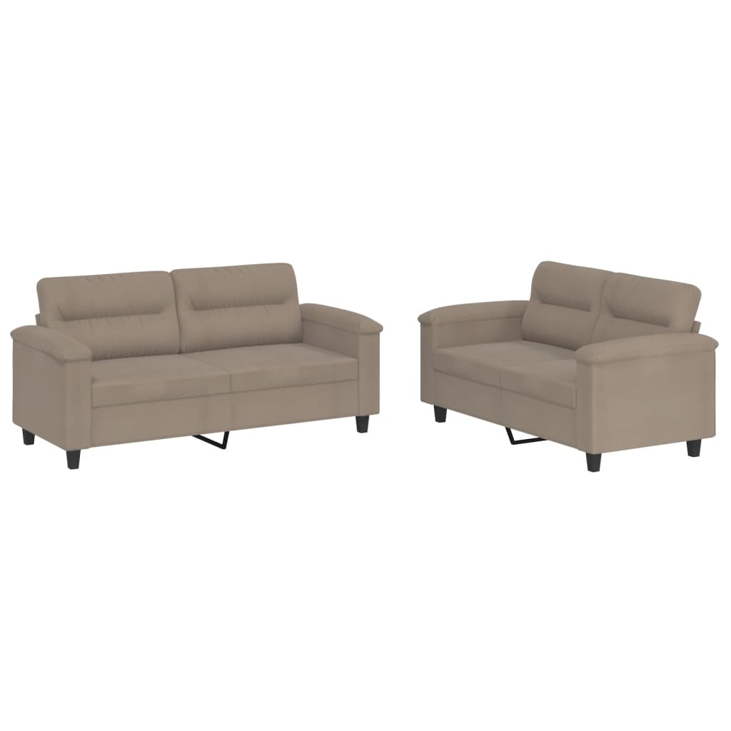 Ensemble de canapés 2 pcs avec coussins taupe tissu microfibre - XIOS