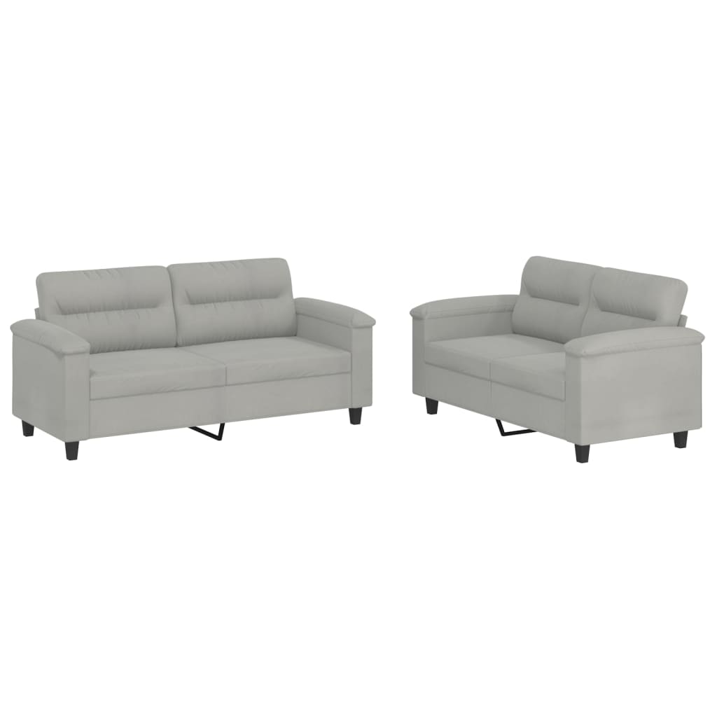 Ensemble de canapés 2 pcs coussins gris clair tissu microfibre - XIOS