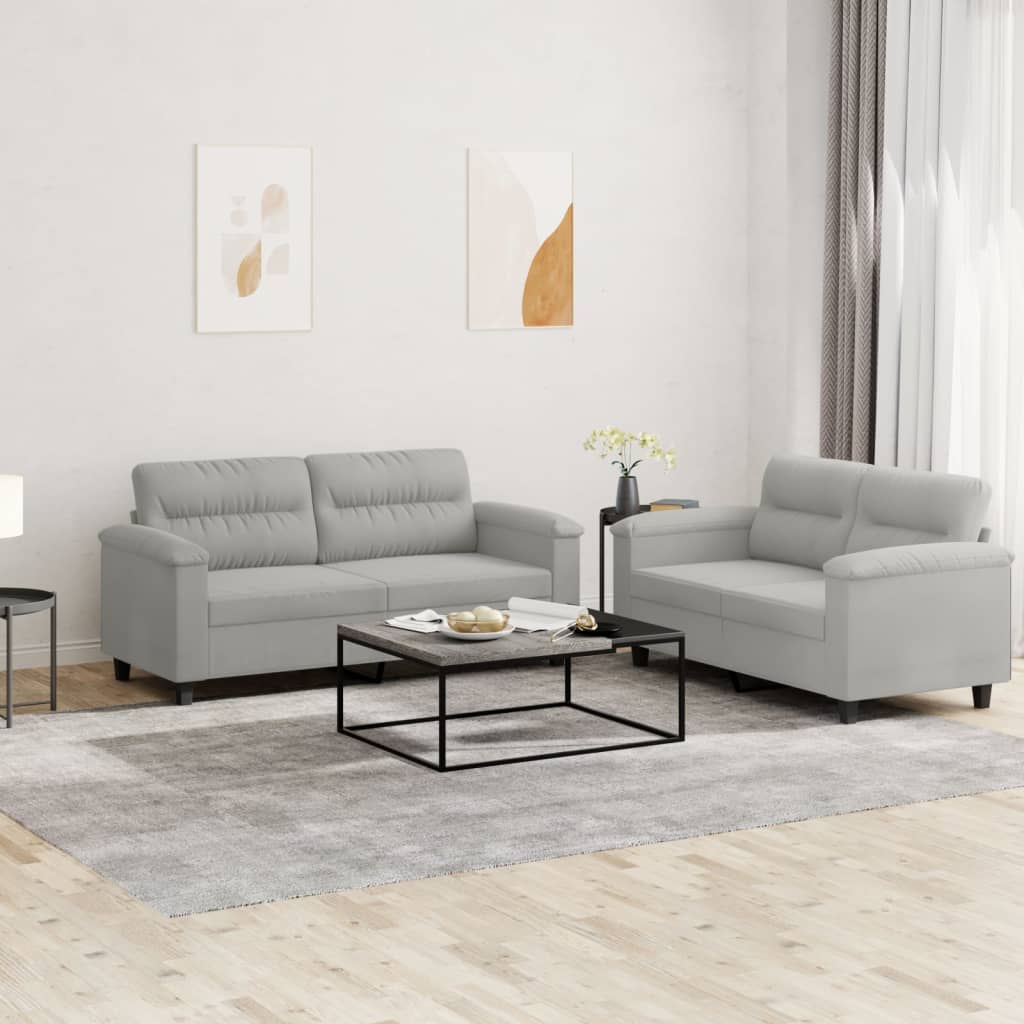 Ensemble de canapés 2 pcs coussins gris clair tissu microfibre - XIOS