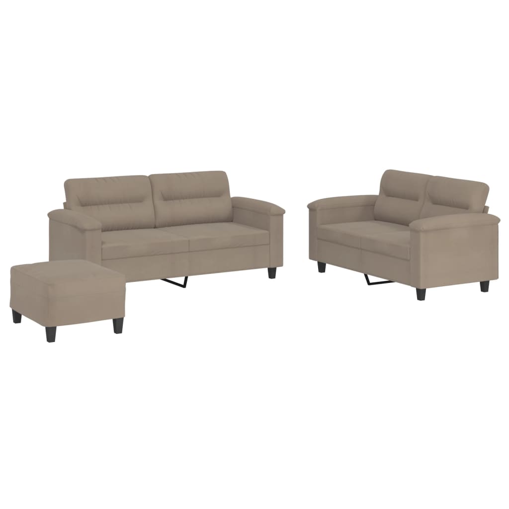 Ensemble de canapés 3 pcs avec coussins taupe tissu microfibre - XIOS