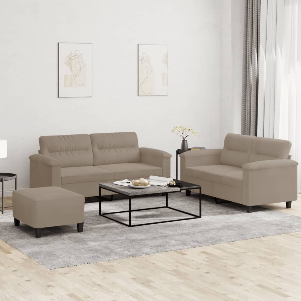 Ensemble de canapés 3 pcs avec coussins taupe tissu microfibre - XIOS
