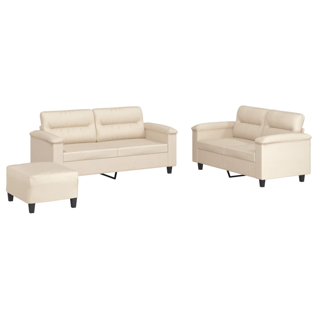 Ensemble de canapés 3 pcs avec coussins beige tissu microfibre - XIOS