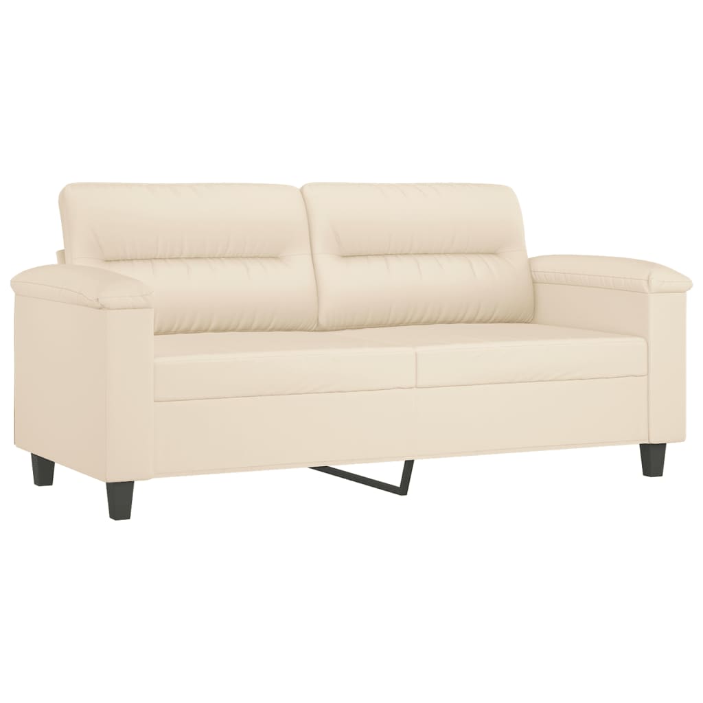 Ensemble de canapés 3 pcs avec coussins beige tissu microfibre