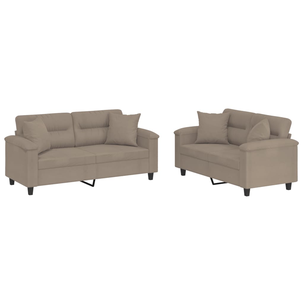 Ensemble de canapés 2 pcs avec coussins Taupe Tissu microfibre - XIOS