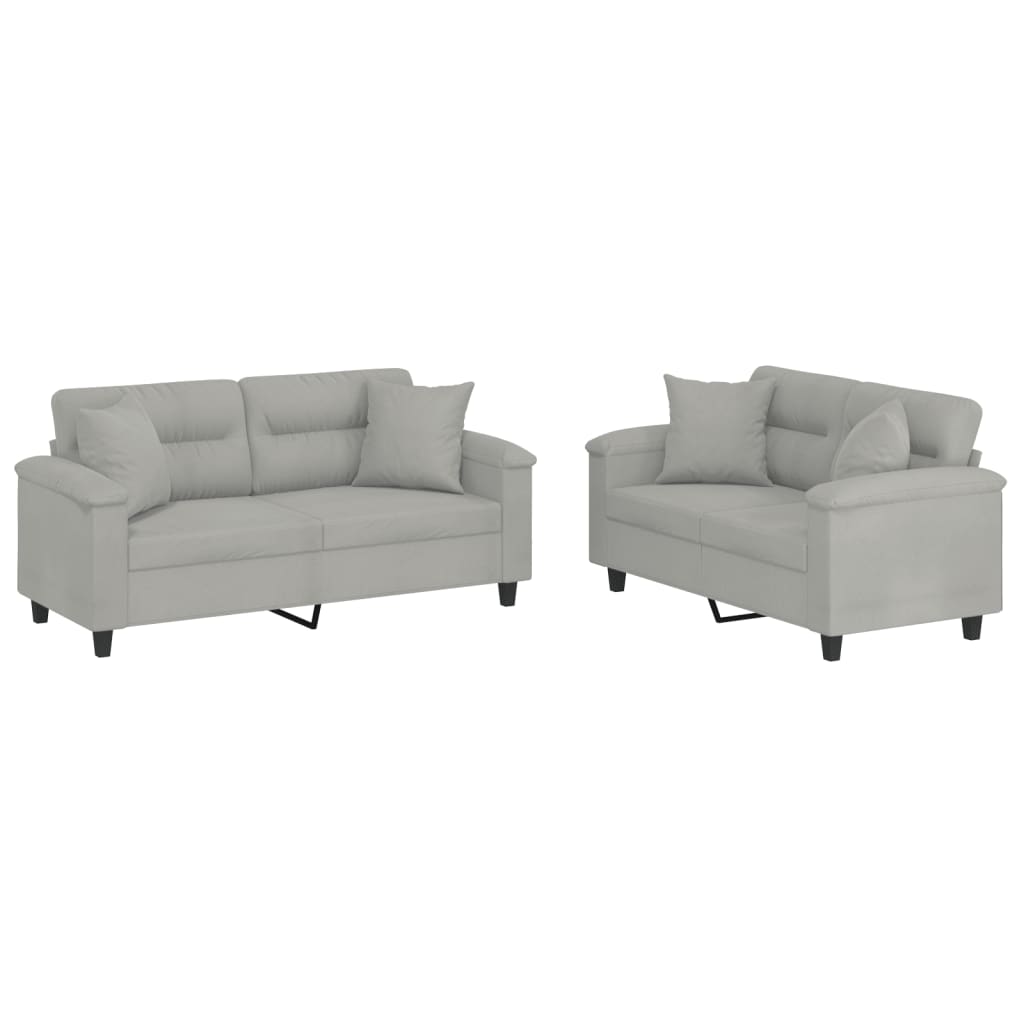 Ensemble de canapés 2 pcs coussins Gris clair Tissu microfibre - XIOS