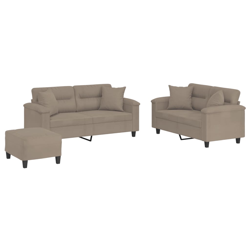 Ensemble de canapés 3 pcs avec coussins Taupe Tissu microfibre