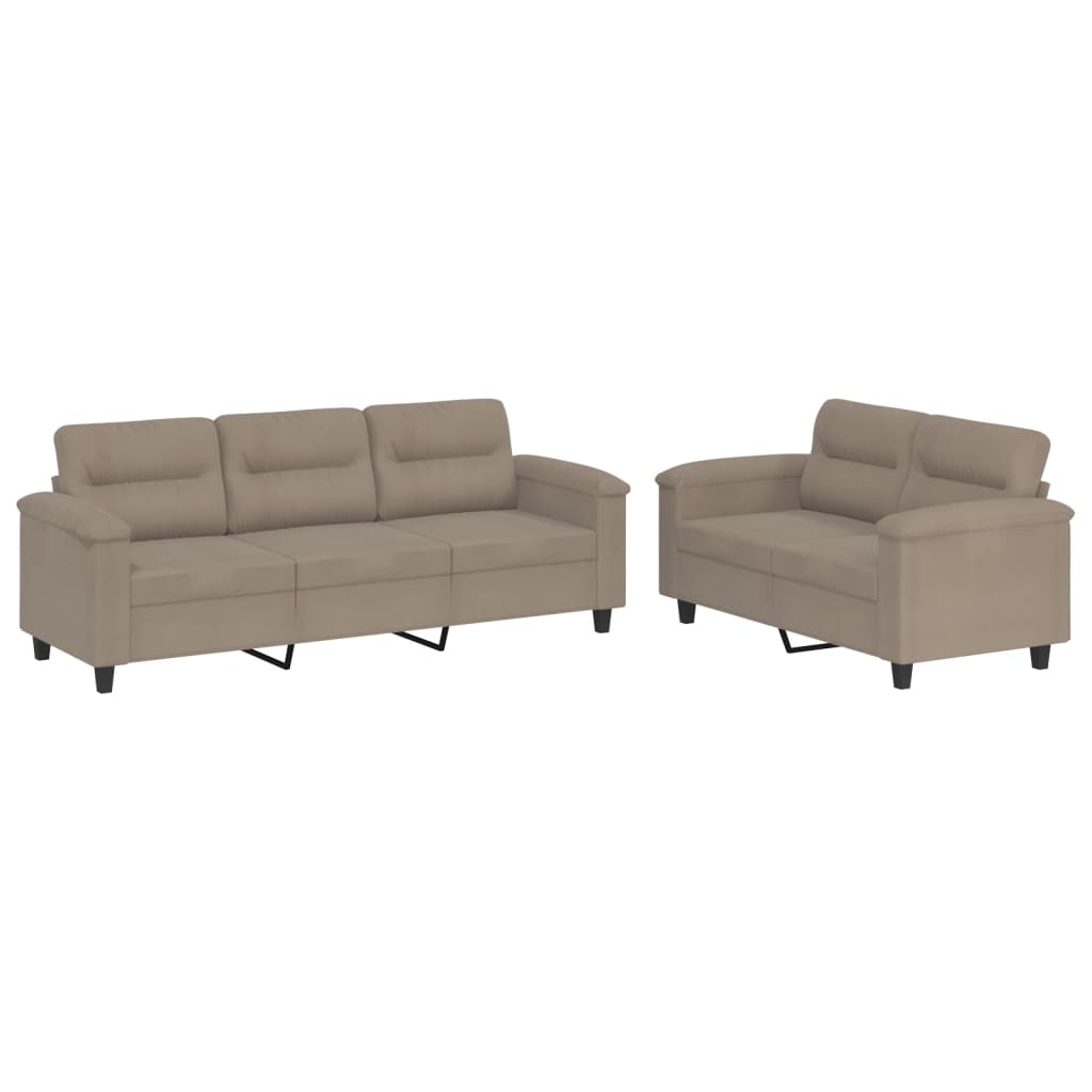 Ensemble de canapés 2 pcs avec coussins taupe tissu microfibre - XIOS