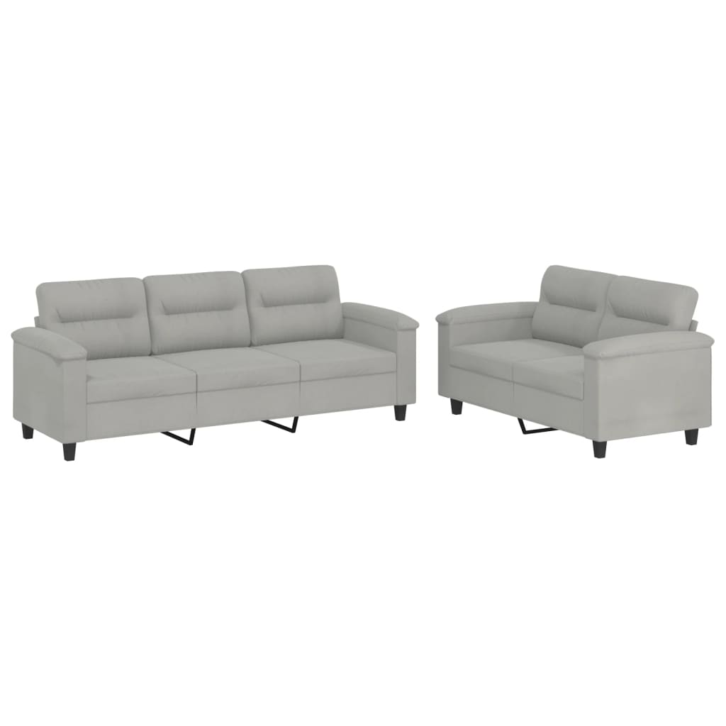 Ensemble de canapés 2 pcs coussins gris clair tissu microfibre - XIOS
