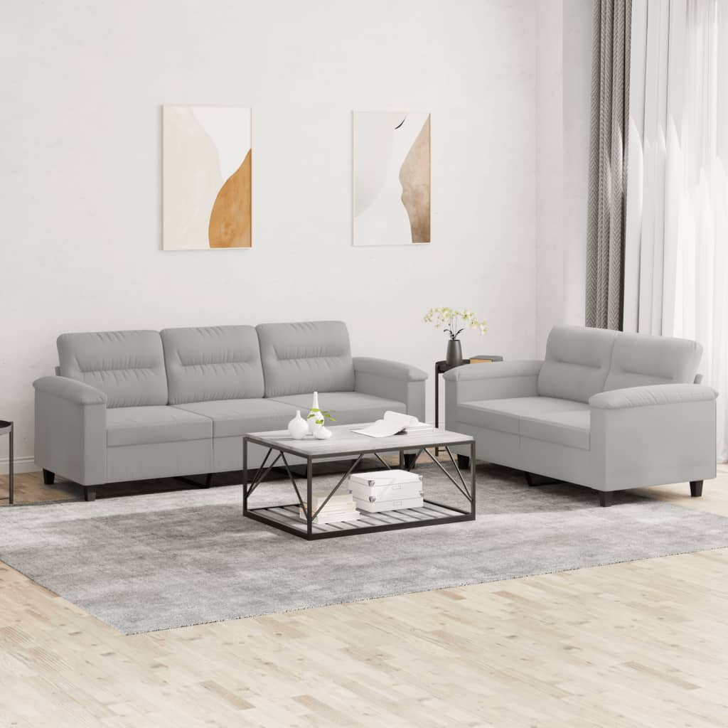 Ensemble de canapés 2 pcs coussins gris clair tissu microfibre - XIOS