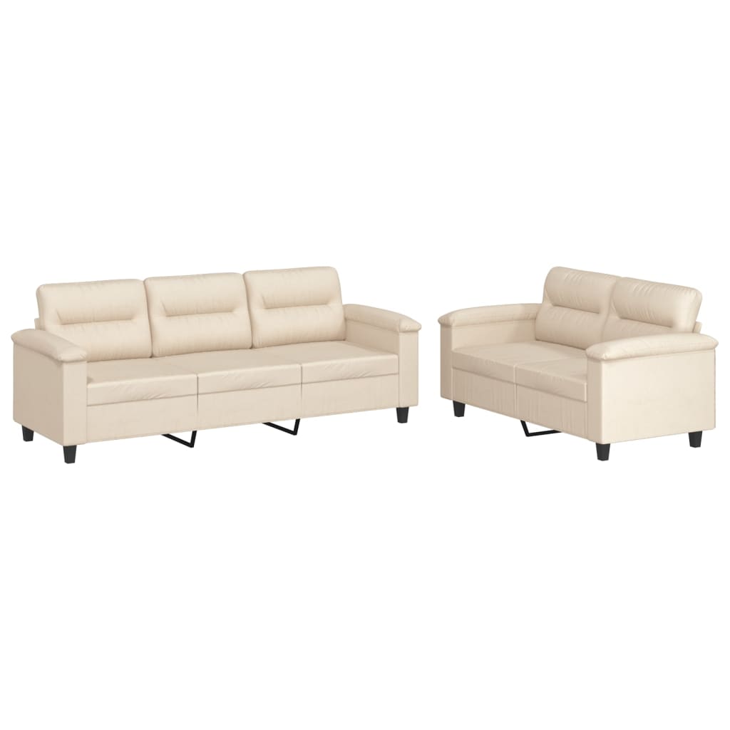 Ensemble de canapés 2 pcs avec coussins beige tissu microfibre - XIOS