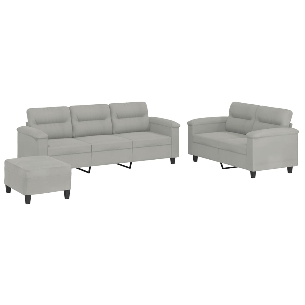 Ensemble de canapés 3 pcs coussins gris clair tissu microfibre - XIOS