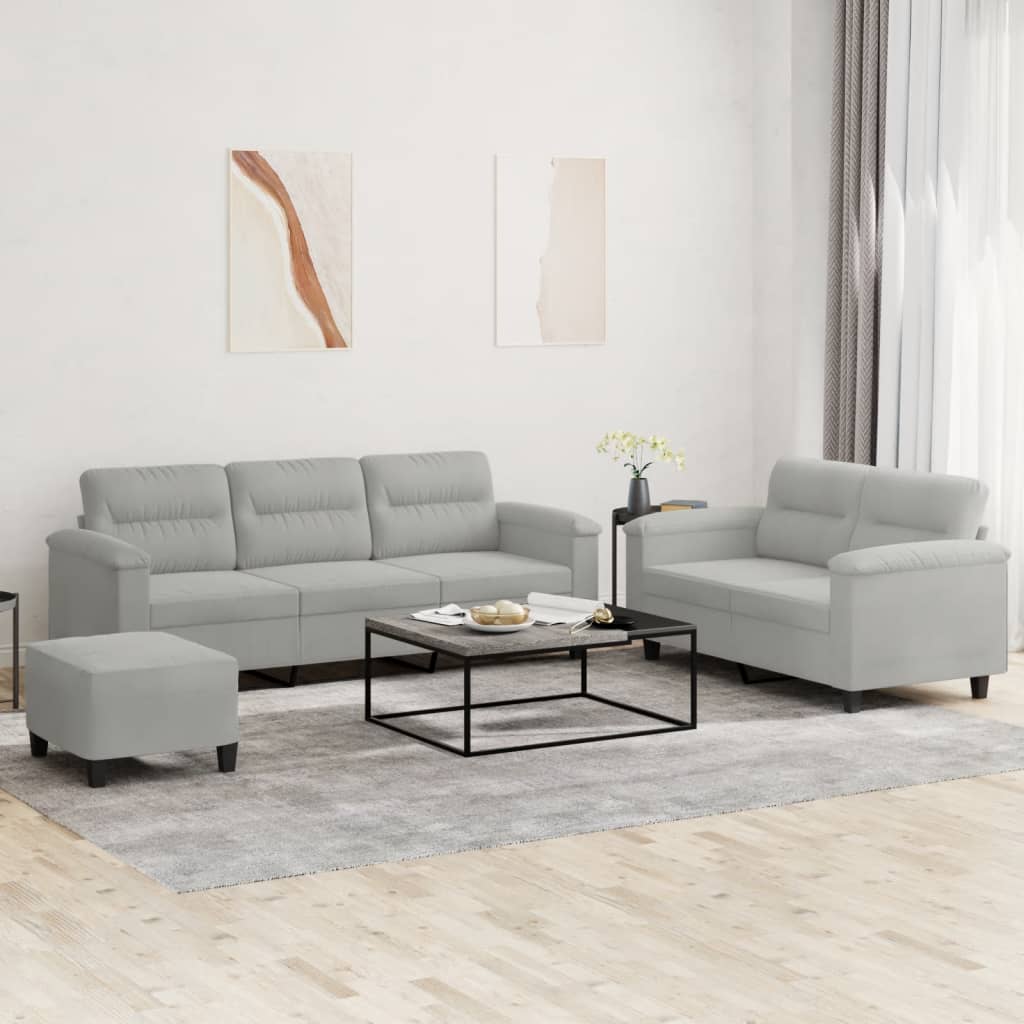 Ensemble de canapés 3 pcs coussins gris clair tissu microfibre - XIOS