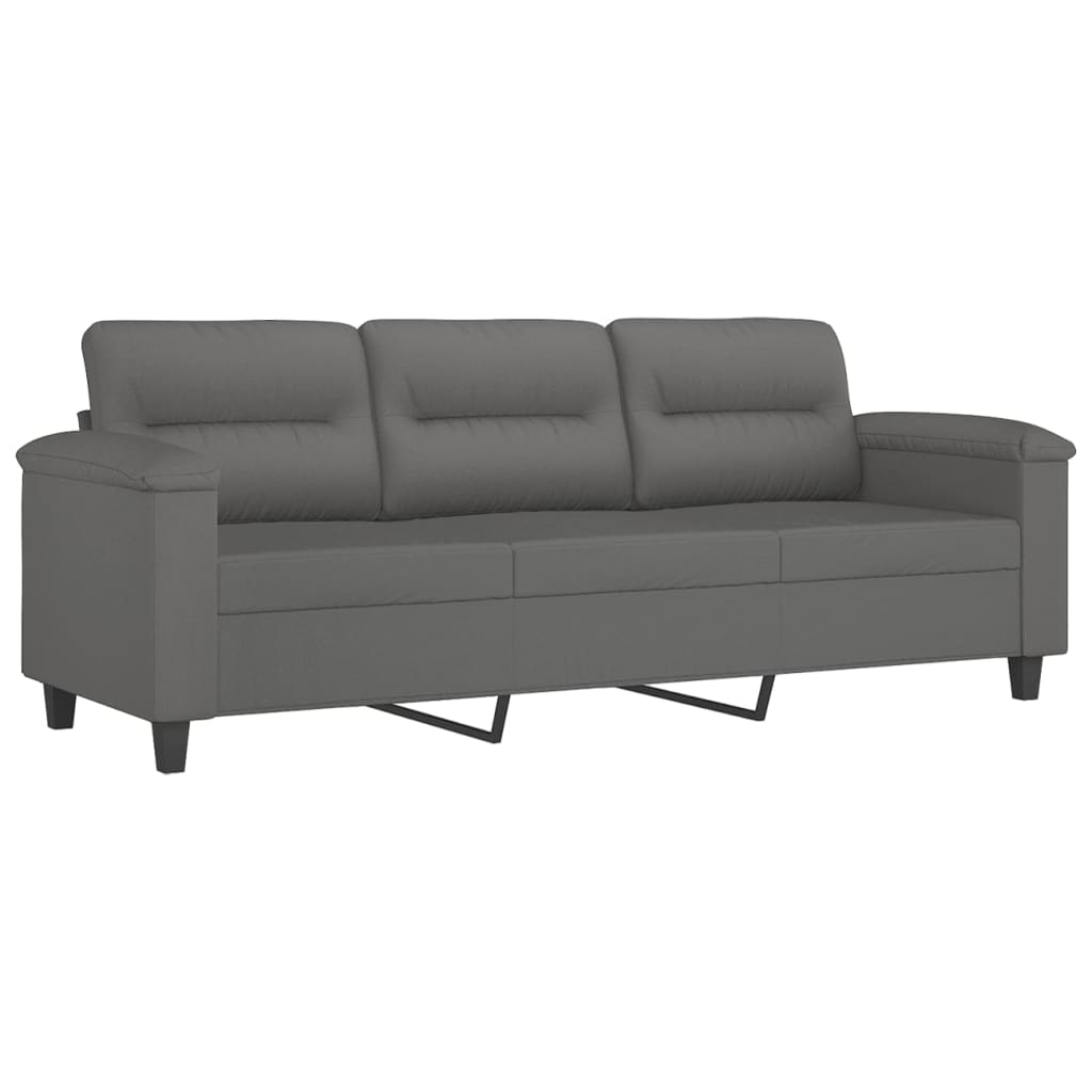 Ensemble de canapés 3 pcs coussins gris foncé tissu microfibre - XIOS