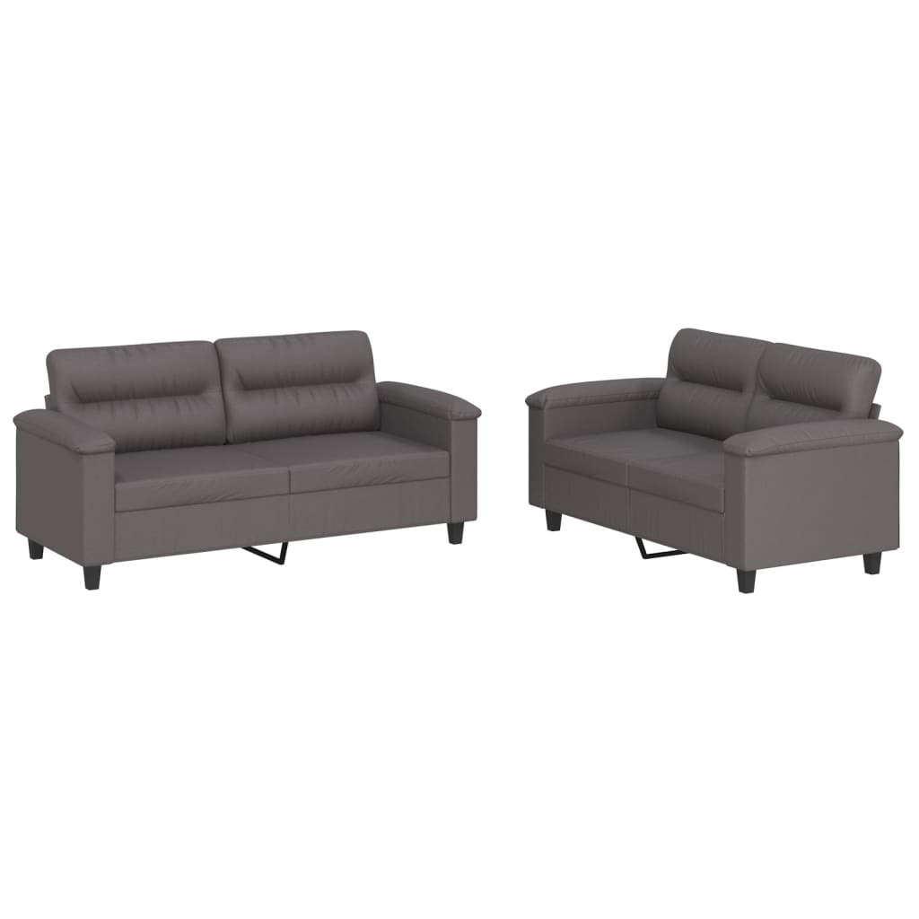 Ensemble de canapés 2 pcs avec coussins Gris Similicuir - XIOS