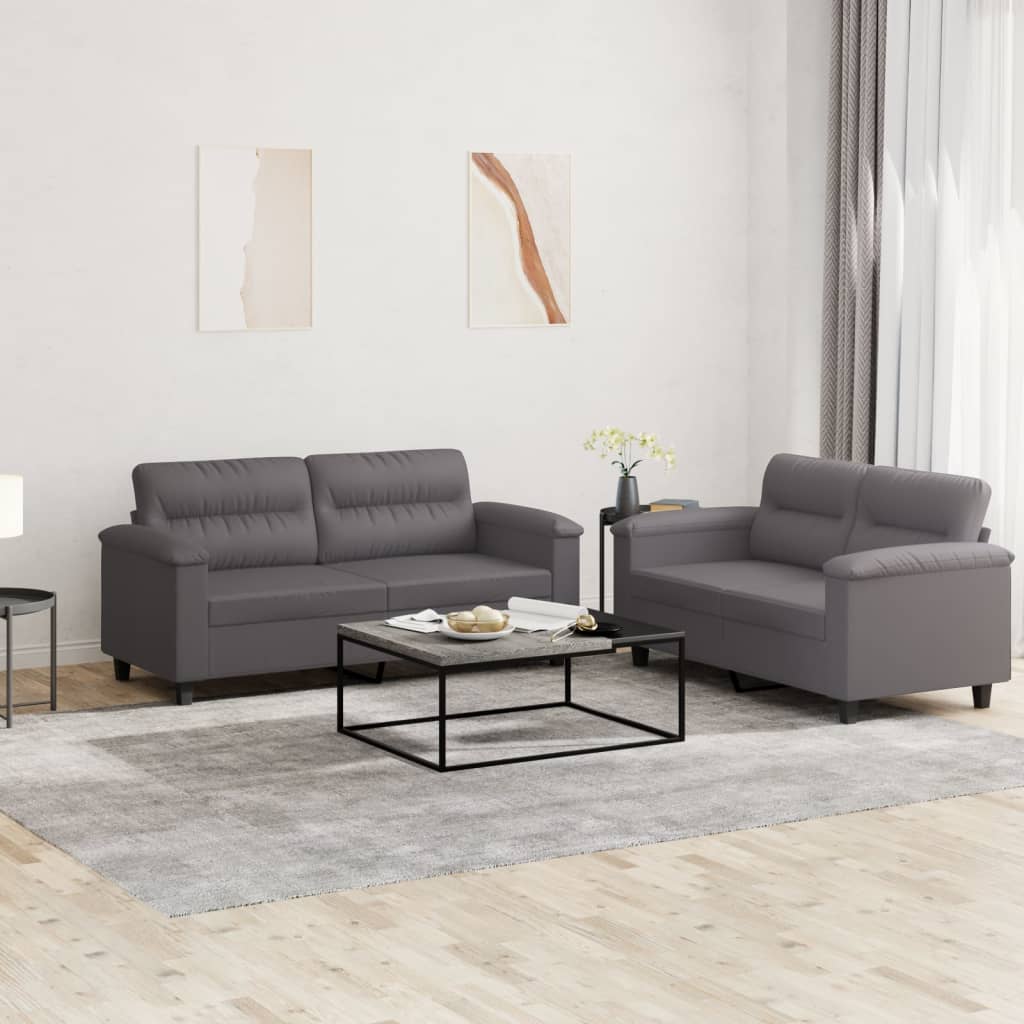 Ensemble de canapés 2 pcs avec coussins Gris Similicuir - XIOS