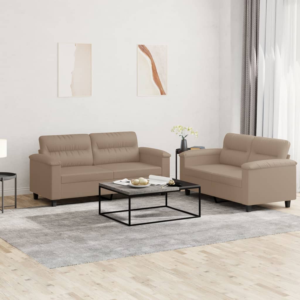 Ensemble de canapés 2 pcs avec coussins Cappuccino Similicuir - XIOS