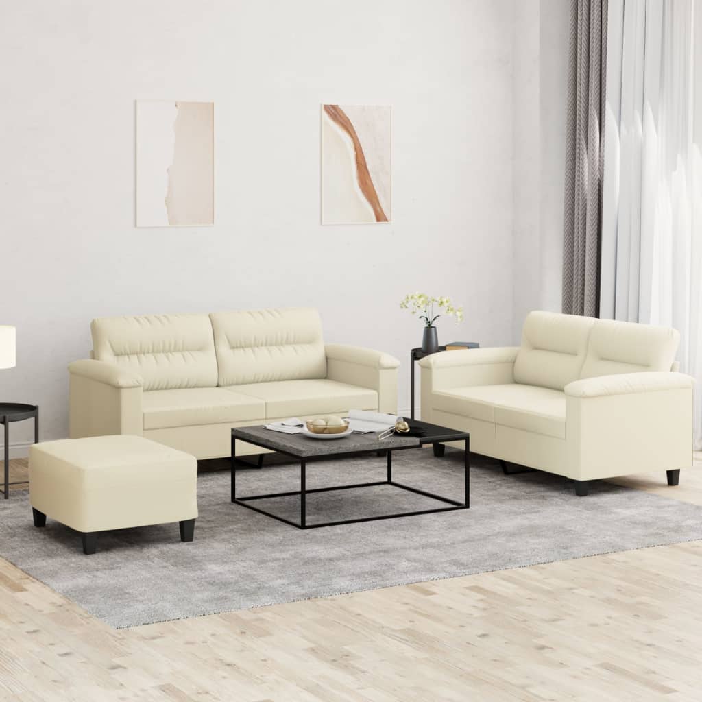 Ensemble de canapés 3 pcs avec coussins Crème Similicuir - XIOS