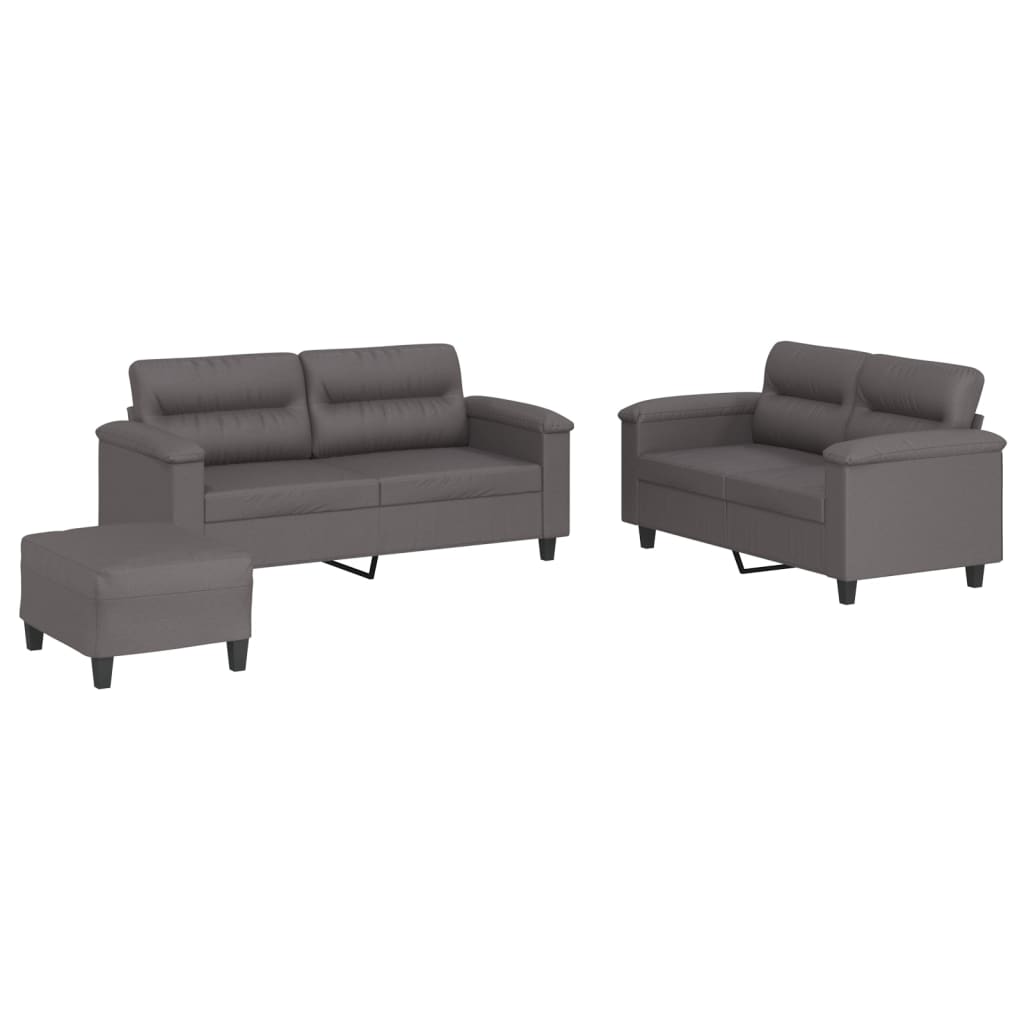 Ensemble de canapés 3 pcs avec coussins Gris Similicuir - XIOS