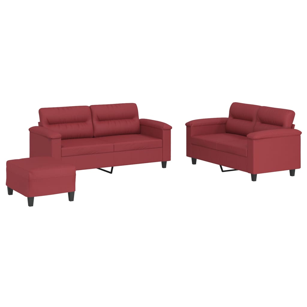 Ensemble de canapés 3 pcs et coussins Rouge bordeaux Similicuir - XIOS