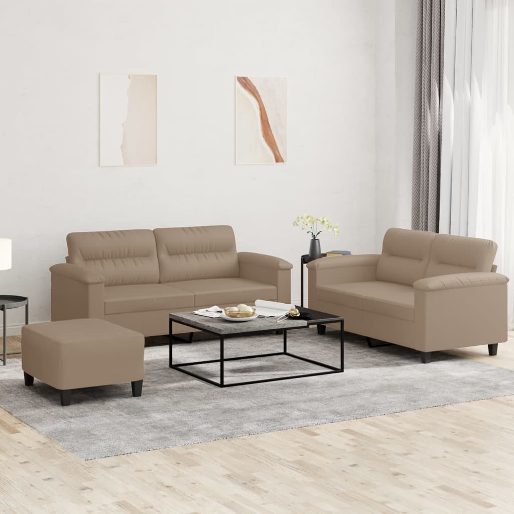 Ensemble de canapés 3 pcs avec coussins Cappuccino Similicuir - XIOS