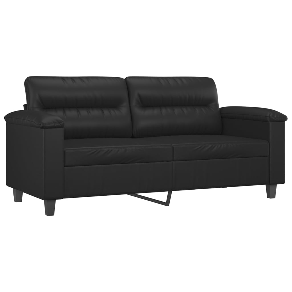 Ensemble de canapés 2 pcs avec coussins noir similicuir - XIOS