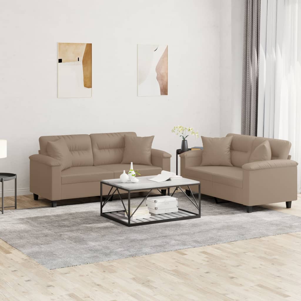 Ensemble de canapés 2 pcs avec coussins cappuccino similicuir - XIOS