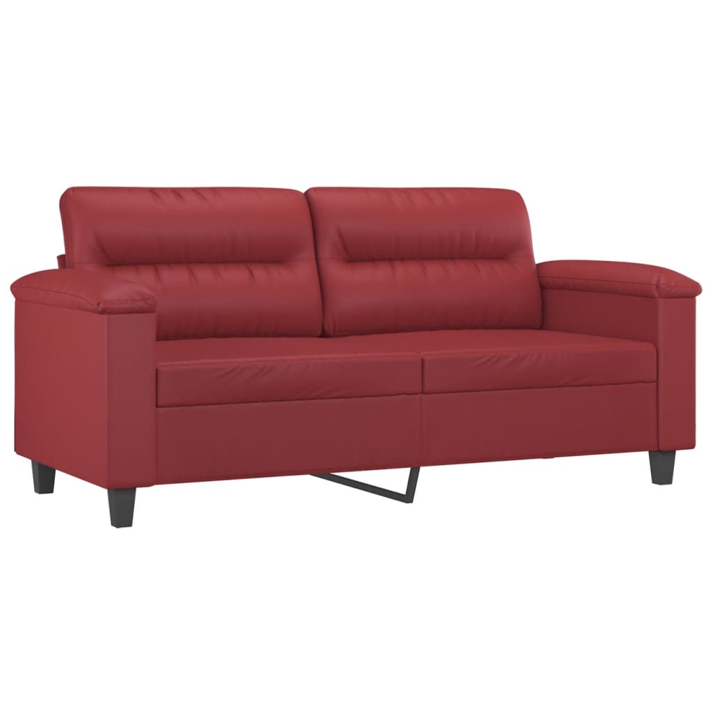 Ensemble de canapés 3 pcs et coussins rouge bordeaux similicuir - XIOS