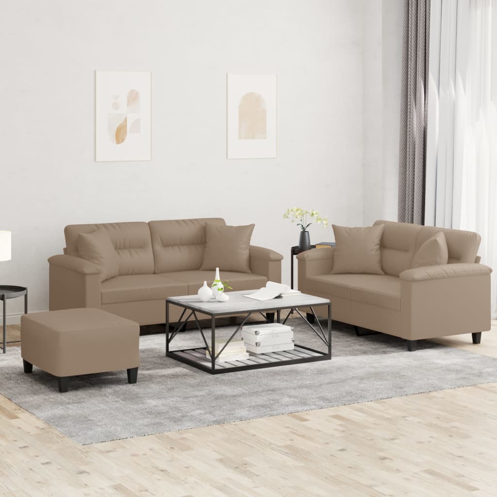 Ensemble de canapés 3 pcs avec coussins cappuccino similicuir - XIOS