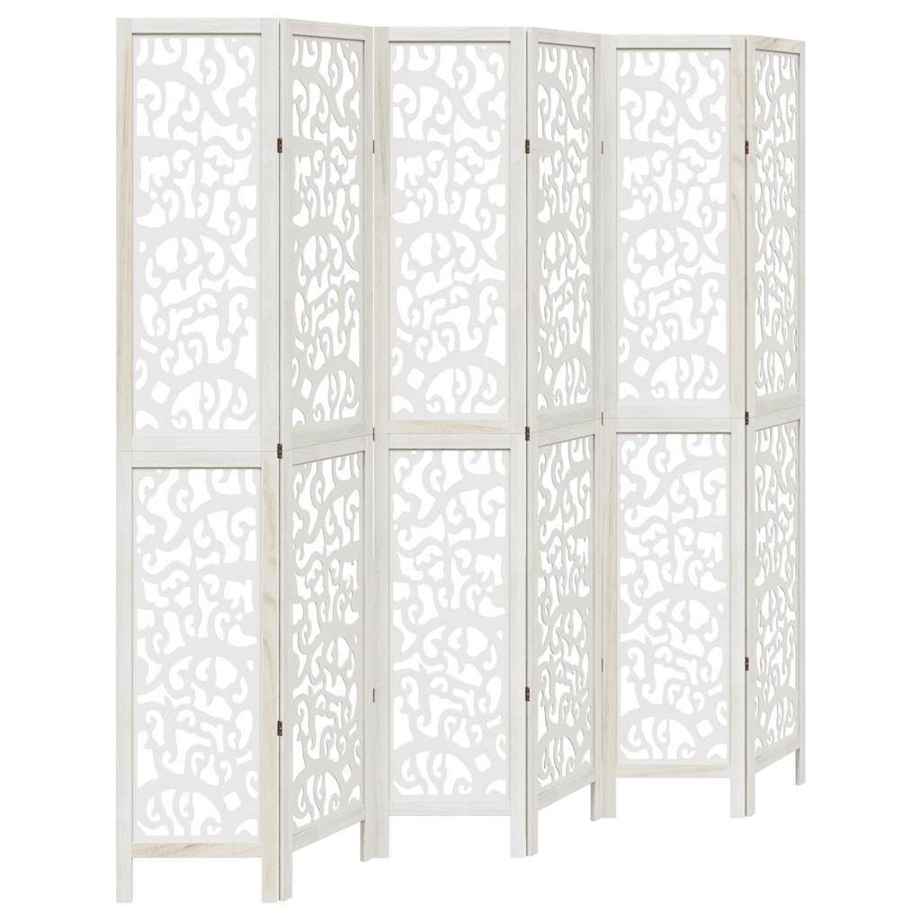 Cloison de séparation 6 panneaux blanc bois de paulownia massif - XIOS