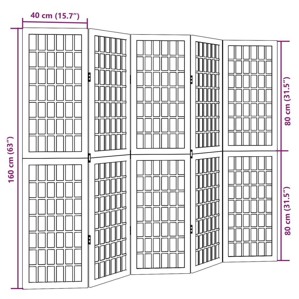 Cloison de séparation 5 panneaux noir bois de paulownia massif - XIOS