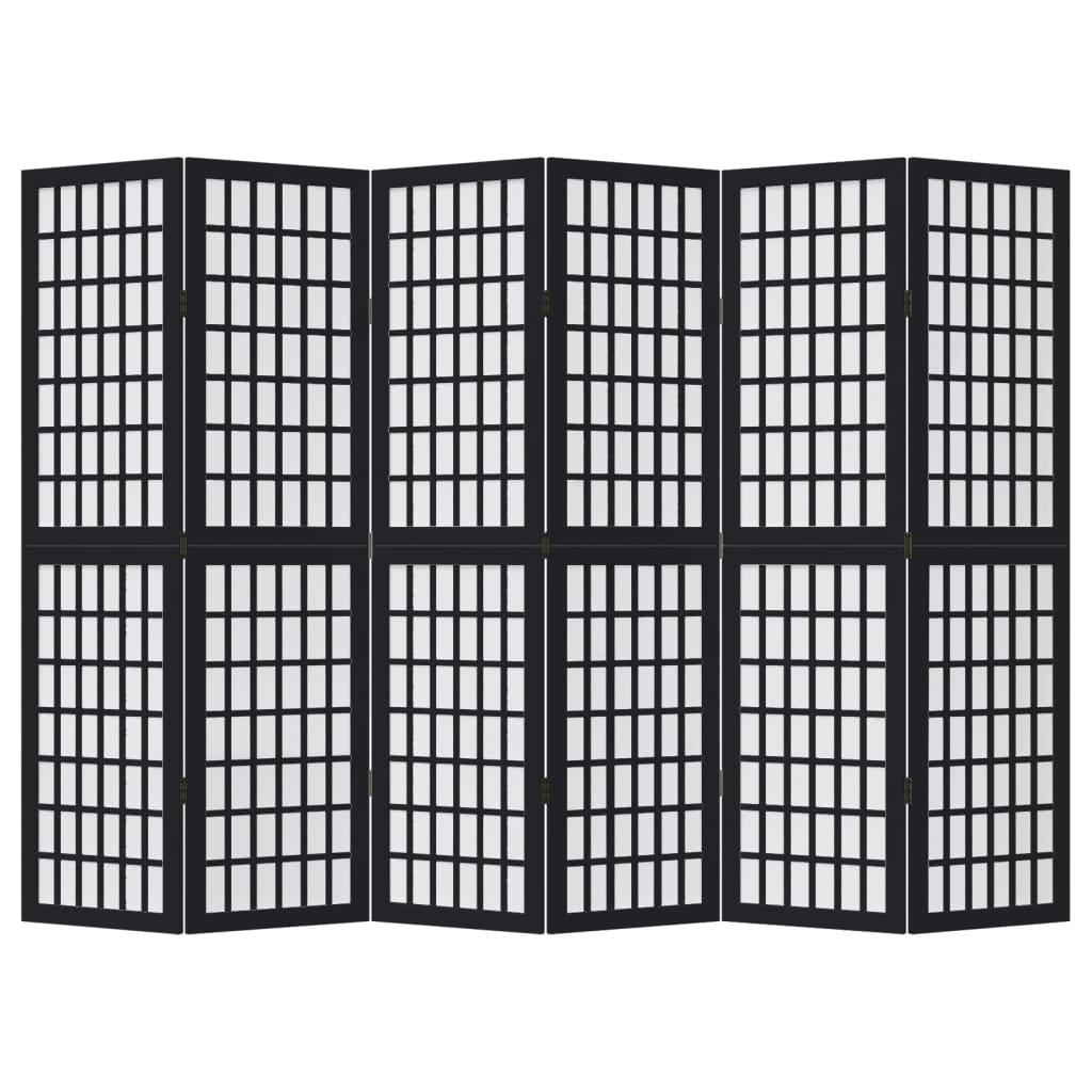 Cloison de séparation 6 panneaux noir bois de paulownia massif - XIOS