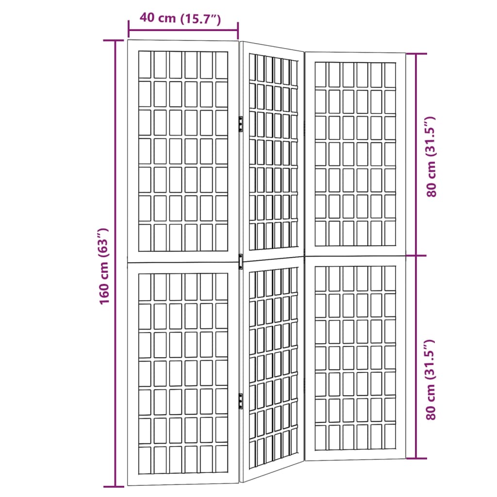 Cloison de séparation 3 panneaux blanc bois de paulownia massif - XIOS