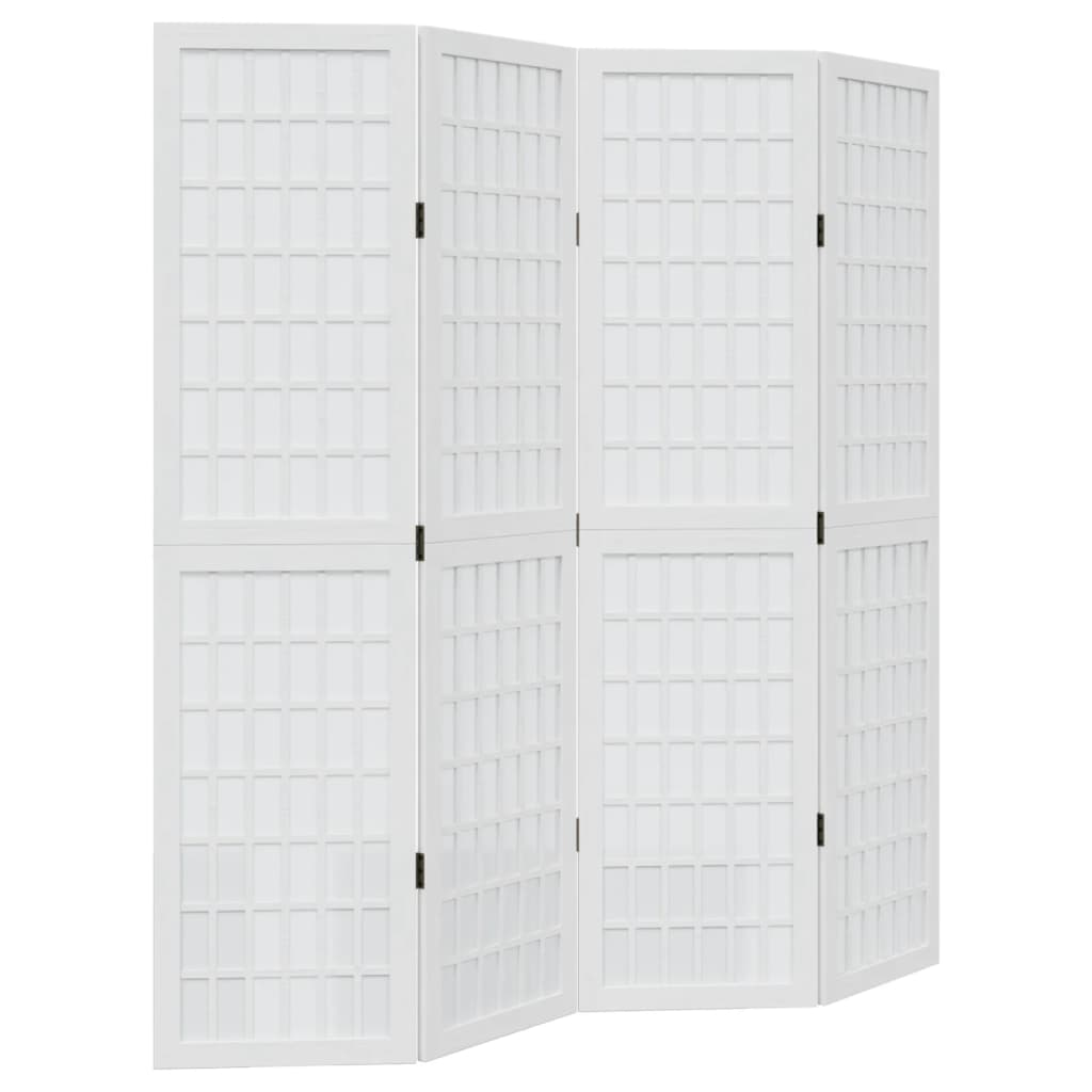 Cloison de séparation 4 panneaux blanc bois de paulownia massif - XIOS